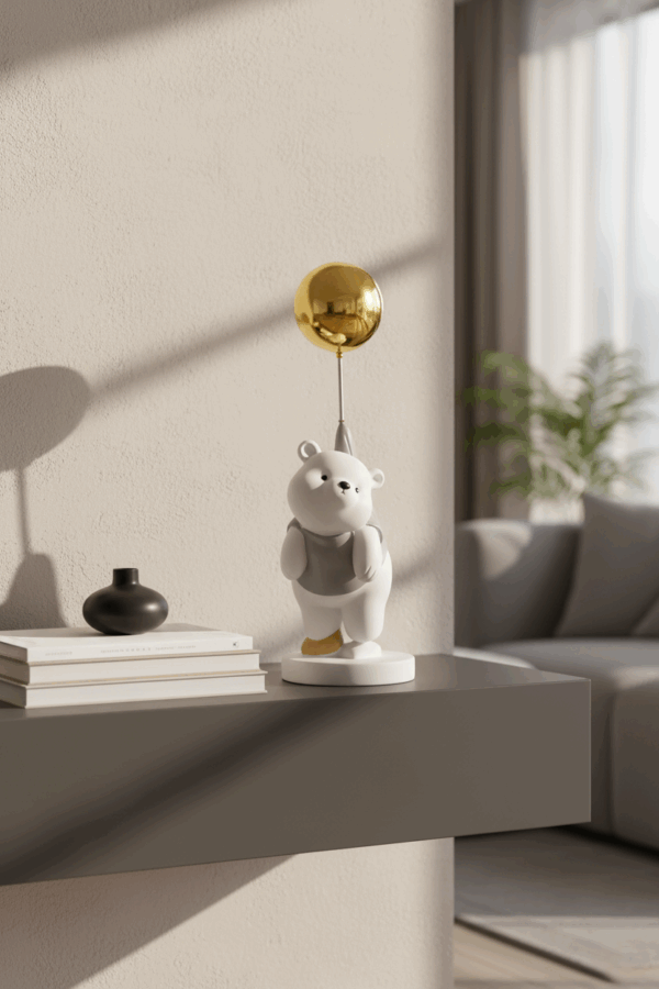 grey bear with gold ballon amazthing.gr