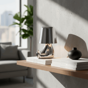 Mr. What ασημί επαναφορτιζόμενο φωτιστικό αφής LED – μεγάλο μέγεθος