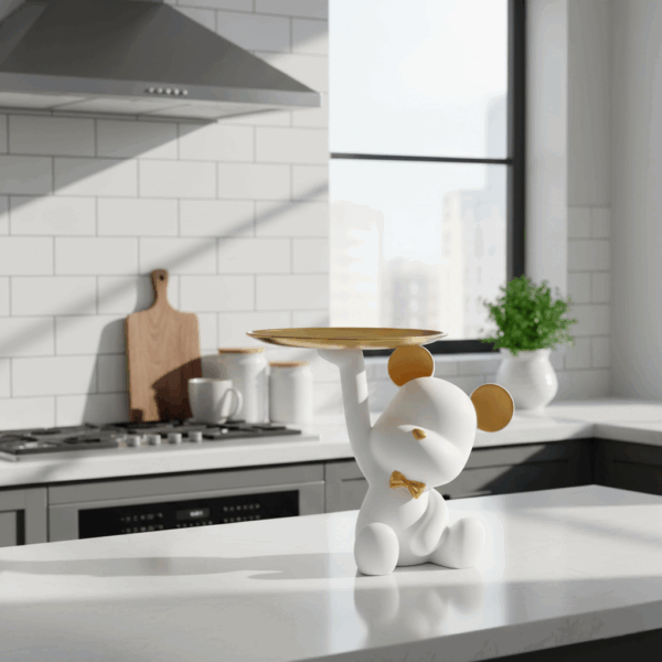 Διακοσμητικό Αρκουδάκι με Δίσκο Λευκό