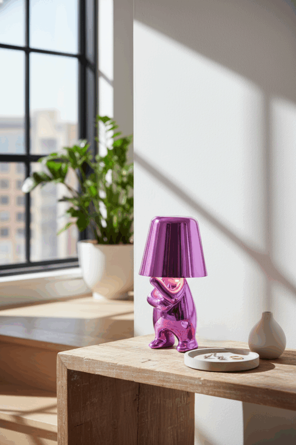 Mr. Why ροζ επαναφορτιζόμενο φωτιστικό αφής LED – μεγάλο μέγεθος