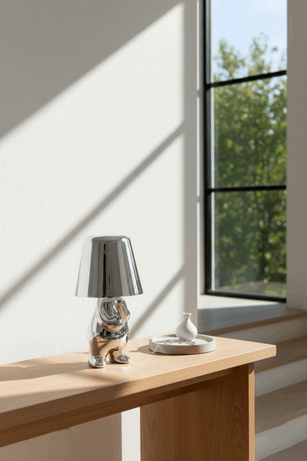 Mr. Why ασημί επαναφορτιζόμενο φωτιστικό αφής LED – μεγαλο μέγεθος amazthing.gr