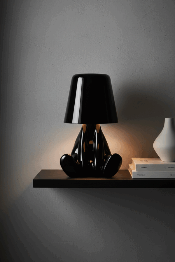 Mr. What μαύρο επαναφορτιζόμενο φωτιστικό αφής LED – μεγάλο μέγεθος