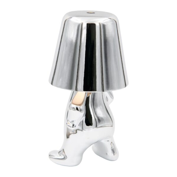 Mr. Who ασημί επαναφορτιζόμενο φωτιστικό αφής LED – μεγάλο μέγεθος