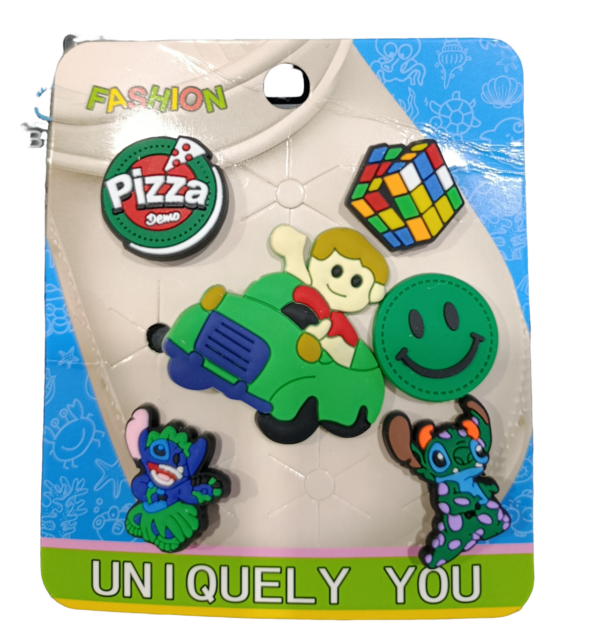 Σετ διακοσμητικα για Crocks πιτσα,αυτοκινητακι,Stitch