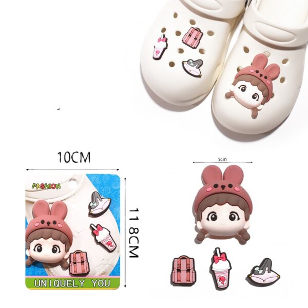 Σετ διακοσμητικών για crocks κοριτσι ,milkshake,τσαντα,γόβα, ροζ