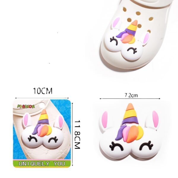 Διακοσμητικό για crocks Μονόκερος , ασπρος με ροζ αυτιά πολύχρωμο κέρατο και φράντζα