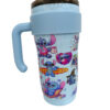 Γαλάζιο ποτήρι θερμός 890ml με σχέδιο Stitch & Lilo, καπάκι και εργονομική λαβή.