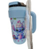Γαλάζιο ποτήρι θερμός 890ml με σχέδιο Stitch & Lilo, καπάκι και εργονομική λαβή.