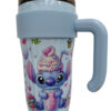 Γαλάζιο ποτήρι θερμός 890ml με σχέδιο Stitch & Lilo, καπάκι και εργονομική λαβή.