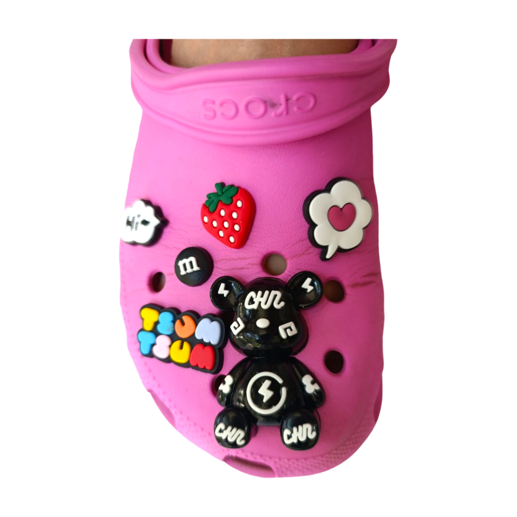 διακοσμητικα pins Για crocs αρκουδακι μαυρο,φραουλα,λουλουδι , m, hi