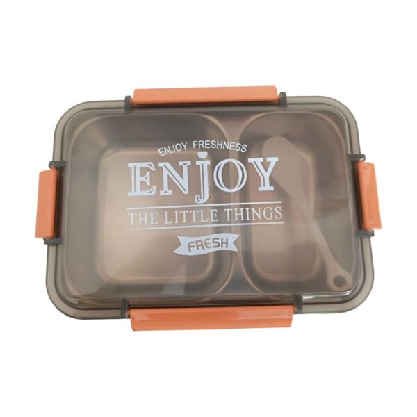 Lunch Box Inox Διπλό με Χωρίσματα & Κουτάλι | Ανθεκτικό & Πρακτικό