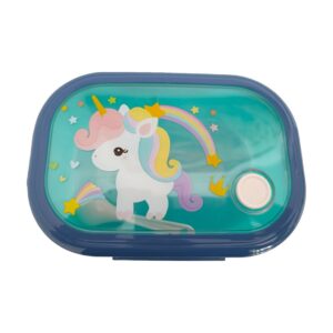 παιδικό lunch box unicorn με κουτάλι και διπλό χώρισμα πράσινο