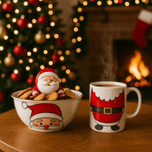 χριστουγεννιάτικο σετ κούπα και μπολ άγιος βασίλης κεραμικό δώρο χριστουγεννιάτικο σετ κούπα και μπολ άγιος βασίλης κεραμικό δώρο