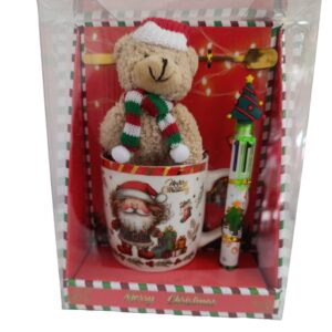 κούπα χριστουγεννιάτικη με αρκουδάκι και στυλό σετ δώρου merry christmas